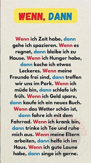 „Deutsch für Anfänger: Wenn …, dann … lernen 🇩🇪 | A1–A2 Grammatik Beispiel ✍️“