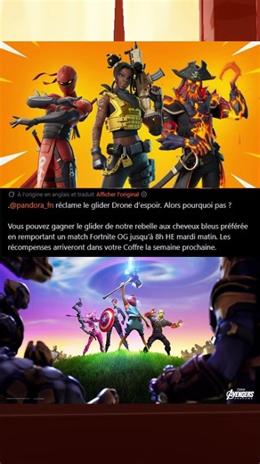 Les infos du jour de Fortnite ! Planneur gratuit en mode OG et Endgame ! #fortnite #fortniteshorts