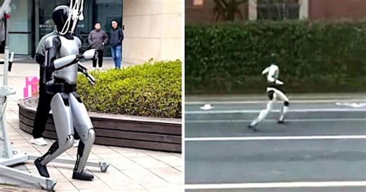 Humanoid robot seen training for world's first half-marathon run in China