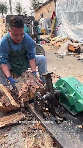 Wood Splitter Hack: Effortless Log Chopping ✨ #rurallife #diytools