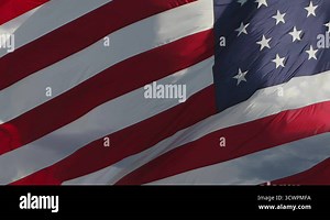 Full HD Left Facing American Flag Slow Motion Waving In Wind