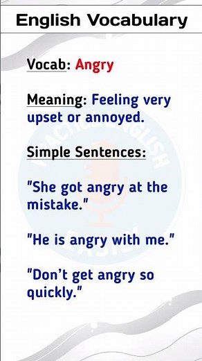 Angry Meaning | Simple English Sentences | Daily Use Vocabulary #shorts