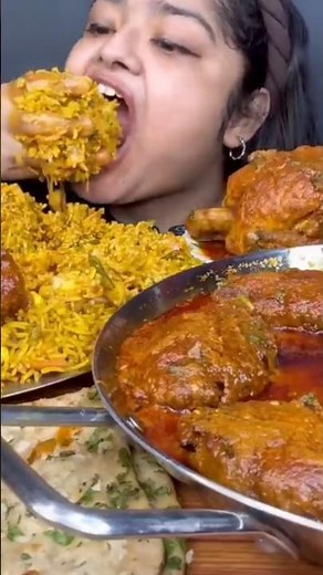 Maddy eats asmr eating spicy Biryani 😋 with chicken jhol #asmr #mukbang