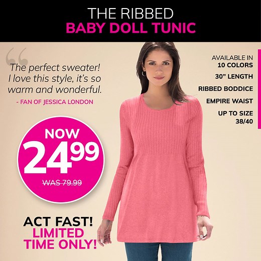 Perfect for the cold days ahead! This flattering ribbed fit is an instant outfitmaker. | Jessica London