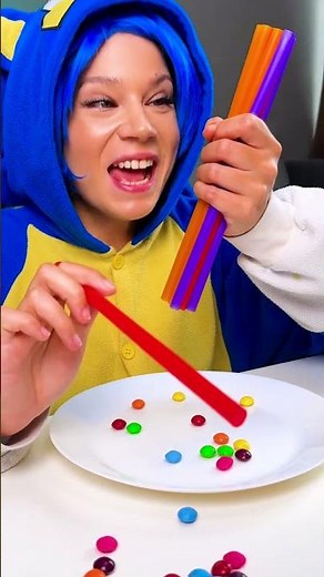 おいしいキャンディーストローチャレンジ！🟡🔴🔵🟢 #123go