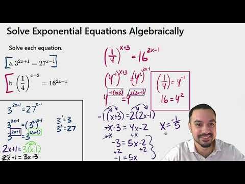 Solve Exponential Equations Algebraically (Same Base Strategy)