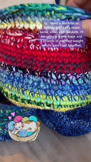 Scrap Yarn Basket Crochet Tutorial