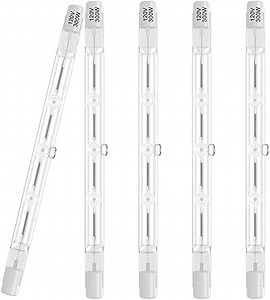 R7S Bulbs,5 Pack Halogen Bulbs R7S 118mm T3 300W 120V,4500lm J-Type Halogen Light Bulb with Long Lifespan,4.7-inch Long Double Ended Light Bulb for Work,Security,Landscape Lights,Dimmable,Warm White