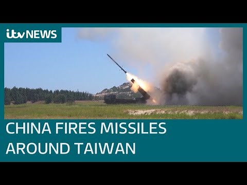 Footage captures moment China opens fire as it surrounds Taiwan with military drills | ITV News