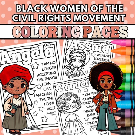 Women’s History Month Coloring Pages | Women of the Civil Rights Movement | Black History Printable - Etsy