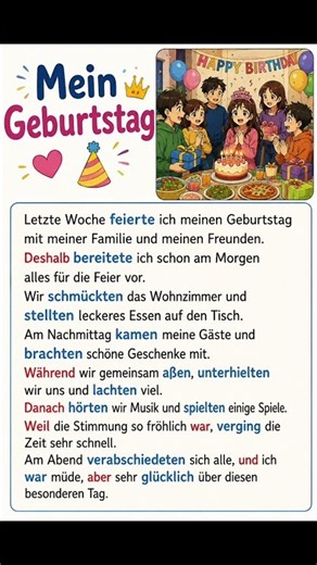 Mein Geburtstag | German Story A2-B1 | Learn German with Story | Deutsch hören & lesen