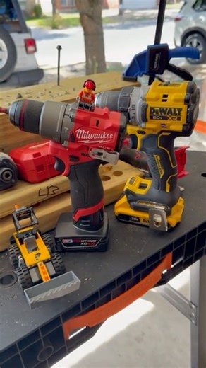 Milwaukee M12 fuel hammer drill vs Dewalt 20v hammer drill. #shorts #viralshorts.