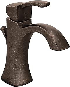 Moen Voss Oil Rubbed Bronze One-Handle High-Arc Bathroom Faucet with Drain Assembly for Single-Hole Sink, 6903ORB