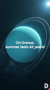 The Earth’s tilt gives us our seasons. When the northern hemisphere is tilted towards the Sun, that’s summer. And when it’s tilted away from the Sun, that’s winter for the northern hemisphere. But on Uranus, one hemisphere is pointed towards the Sun, and the other is pointed away. The position of the poles slowly reverse until, half a Uranian year later, it’s the opposite situation. In other words, summer for the northern hemisphere lasts 42 years long, followed by 42 years of winter. #Discovery