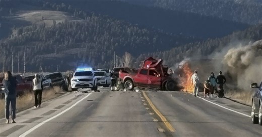 7 people are dead after a pickup and tour van collided near Yellowstone, police say