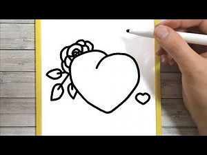 COME DISEGNARE E COLORARE UN CUORE E UNA ROSA PER BAMBINI