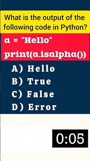 Python Basics Quiz - 62 | Python string isalpha() method explained |#pythonforbeginners #cbse11