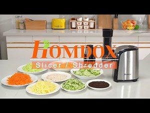 HOMDOX Electric Cheese Grater – 150 W 5-in-1 Slicer/Shredder with One-Touch Control