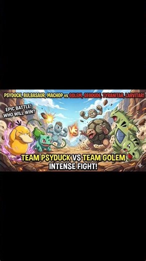 Psyduck Bulbasaur Machop vs Golem Tyranitar Battle