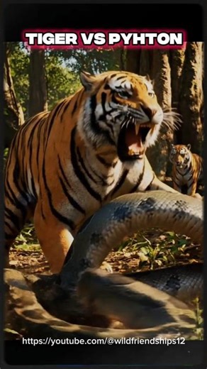 Tiger VS Big Pyhiton Brutal Attack #animalshorts #tiger
