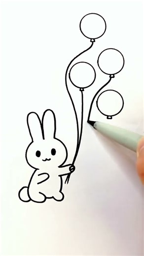 小兔子欢欢喜喜迎新年啦～2023新年主题画来咯 #简笔画 #创意美术 #原创 #新年画 #抖音小助手