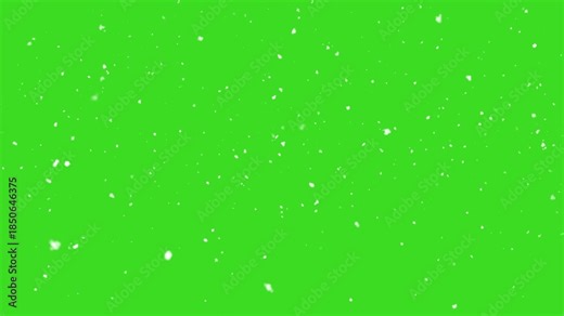 Snow falling green screen, snowfall particle animation, snowing overlay chroma key green screen alpha channel background, snow winter holiday green screen background, flurry start falling seamless 4k.