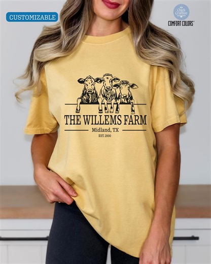 Comfort Colors® Custom Farm Cow T-shirt: Rustic Farming Tees - Etsy