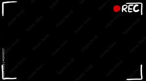 Camera viewfinder REC recording effect on the camera for superimposing on the video in 2d cartoon style with animation. Looped video with transparent background (alpha channel)