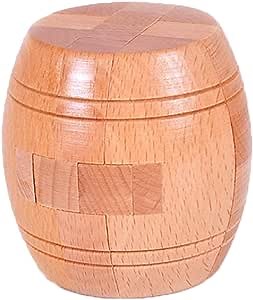 Handmade Powder Barrel Interlocking Wooden Puzzle Brain Teaser Puzzles Lock Logic Puzzle Intellectual Removing Assembling Toy for Kids and Adults SHUYUE