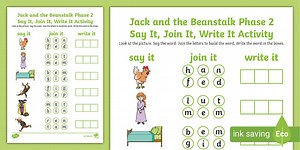 Jack and the Beanstalk Phase 2 Say It, Join It, Write It Activity