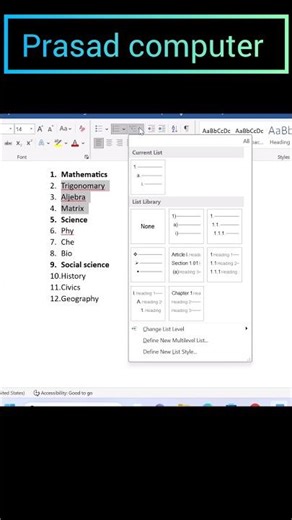 how to use multilevel list in ms word // multilevel list ka use kaise karenge ms word me