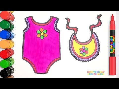 Easy Baby Clothes Drawing | Cute Onesie and Bib Sketch for Kids | Step-by-Step Tutorial
