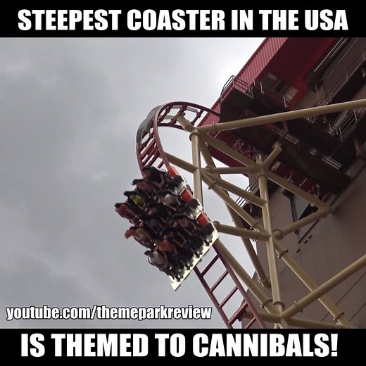 374K views · 1.1K reactions | The steepest roller coaster in the USA! Cannibal at Lagoon! | Theme Park Review | Facebook