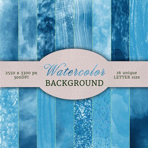 16 Unique Blue Watercolor Digital Paper Background Pack Printable Junk Journaling Scrapbooking Paper Design - Etsy