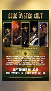 More cowbell! 🐄🔔 Blue Öyster Cult stops by BCMC on 9/26 for a night you won't forget. Secure your seat now! 🎟️ bit.ly/BCMC-BOC | Brown County Music Center