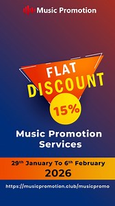 Finish the month with purpose 🎧 Get 15% OFF Music Promotion Services from 29th January to 6th February. Visit us and grab the deal: https://musicpromotion.club/musicpromo/custompackage Ideal for artists planning consistent growth and better visibility as the new month begins. Limited-time deal. #musicpromotion #musicpromotionservices #musicmarketing #MusicPromotionDeal #musicpromotionoffer #songpromotion #artistpromotion #musicpr #musicpromotionclub #OnlineMusicPromotion #musicpromo #MusicGrowt