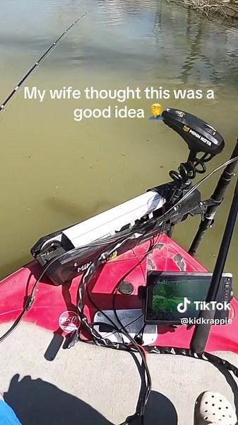 My wife thought this was a good idea. What do you think? 🤣 #followme #tiktokreels #texas #bnmpoles #honeyhole #spring #creek #crappiefishing #fishing @B'n'M Poles