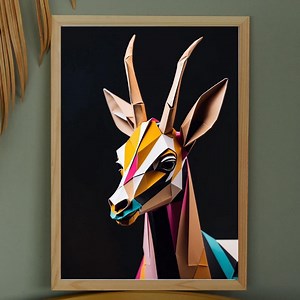 Art mural géométrique en origami gazelle – Décoration animalière moderne | Art minimaliste de panda de polygone | Art numérique unique pour la maison et le bureau - Etsy France