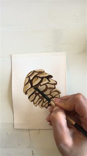 Easy Pine Cone Drawing in Minutes!#watercolorpainting #watercolortutorial