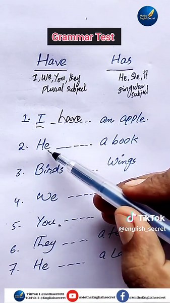 Grammar Test #foryou #LearnOnTikTok #100mviews #english_secret #english