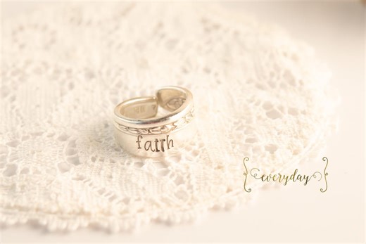 Faith • 1953 | Starlight Rose • Spoon Ring • Handmade • Hand Stamped Ring • Authentic Vintage Silverplate Silverware • Ornate Spoon Jewelry - Etsy
