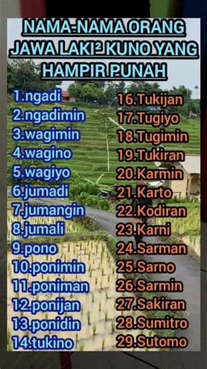 berikut ini!! nama" laki laki di Jawa !! yang hampir punah!!!🔥,"',#short