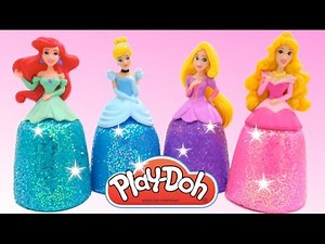 DIY Make Super Glitter Play Doh Disney Princess Dresses