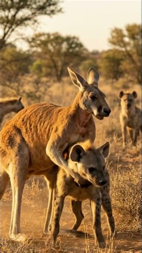 🦘 Kangaroo's HEADLOCK is No Joke! 💪 Hyena regrets EVERYTHING 😱🤣 #Shorts