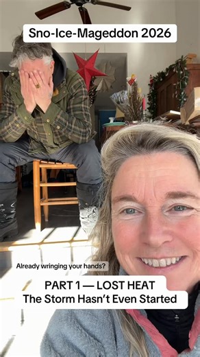 Carrie + Johnny⚡️Overruled Life on Instagram: "Sno-Ice-Mageddon 2026 ❄️ Part 1 — Lost heat before the storm even started 🥶 We woke up to 50 degrees inside because the heating oil line froze overnight. #SnowStorm #IceStorm #WinterStorm #LostHeat #RealLife"