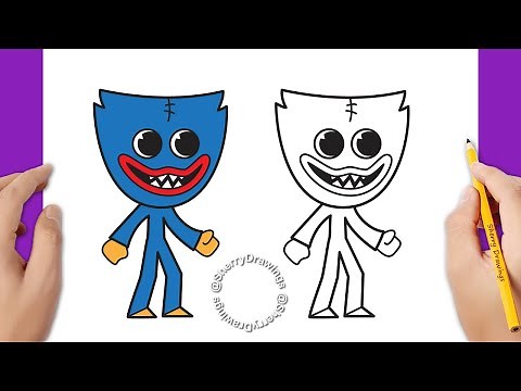 How to draw a cute Huggy Wuggy easy