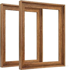 Floating Frame for 16x24 Inch Canvas Painting with 0.6-0.8" Deep, 2 Pack Floater Frame for Canvas Prints Pictures, Oil Painting Art Frame for Gallery Wall Home Office Decor (Dark Brown)