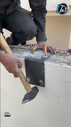 Steel Bracket Anchor Installation 🔩✅ #metalwork #construction #diy