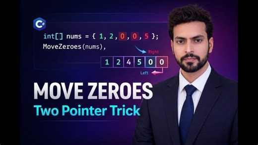 Move All Zeroes to the End in C# | Two Pointer Interview Approach | Shubham Mishra
