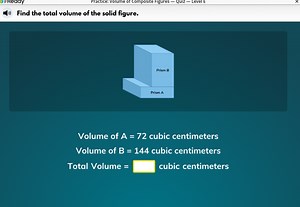 Find the total volume of the solid figure.